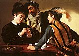 Caravaggio Canvas Paintings - The Cardsharps